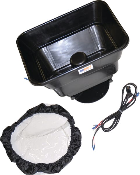 a black container with a white cover and wires