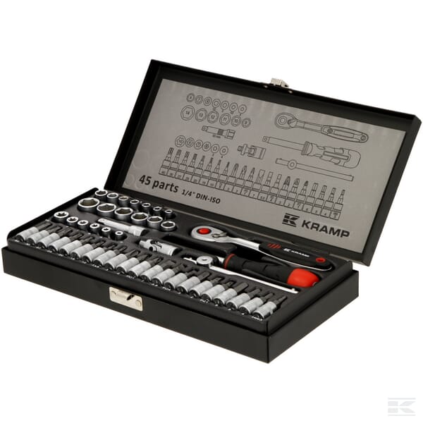 Socket set 1/4" 45pcs Kramp