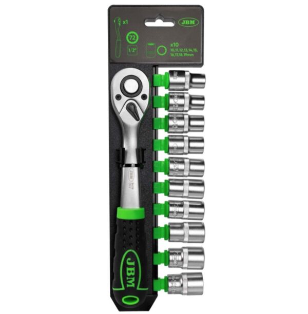 JBM 1/2" 72-TEETH RATCHET WITH 12-POINT SOCKETS