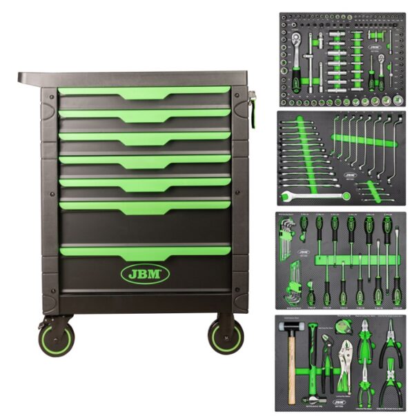 JBM 7 DRAWER TOOL TROLLEY - GREEN