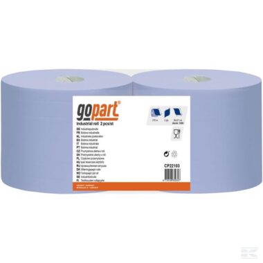 Paper towel, blue roll, 36cm x 370m, 2ply, outer Ø300mm, embossed, gopart