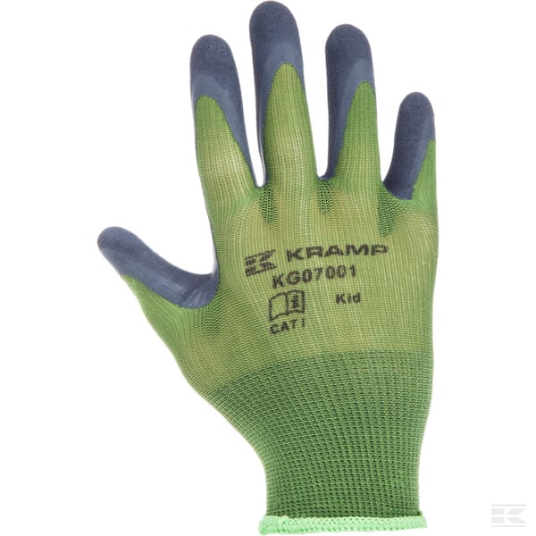 Work gloves green Nylon 21cm long size 4-6 Childs Protect by Kramp