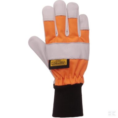 Gloves orange-black-white leather/polyamide size 10/XL Protect Forestry by Kramp