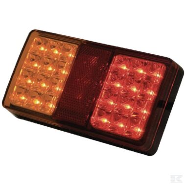 Rear light LED, rectangular, 12/24V, red/orange, bolt on, 150x27x80mm, 24 LED"s