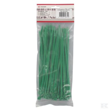 Cable tie 4.8x200mm, green, Polyamide, max. Ø 53mm, pack 50, Kramp