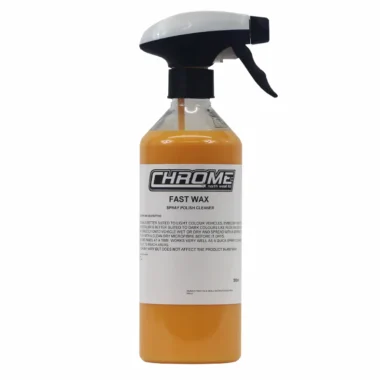 CHROME: Fast Wax (500ml) a spray bottle with a white label and orange liquid