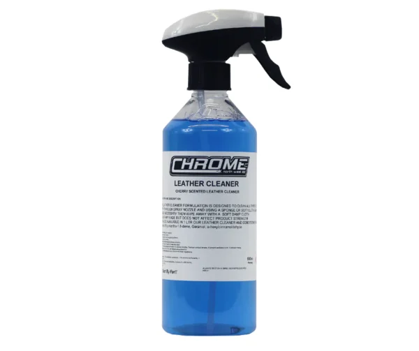 CHROME: Leather Cleaner (500ml) a blue spray bottle with a white label