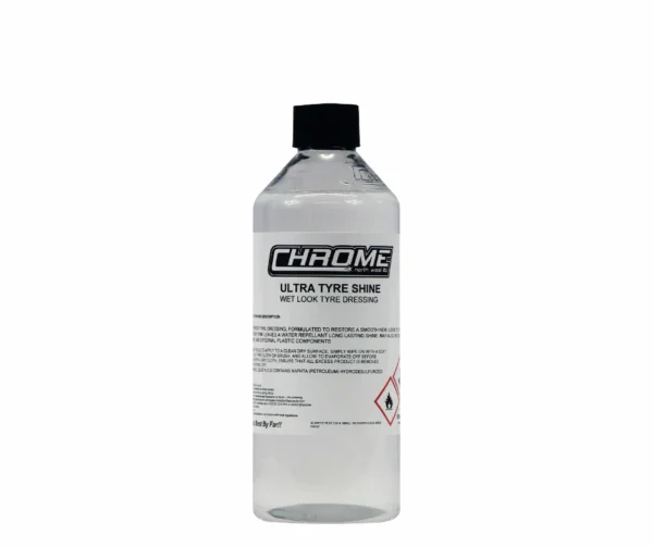 CHROME: Ultra Tyre Shine a clear plastic bottle with a black cap