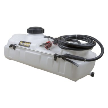 60 Litre ATV/Quad Mounted Spot Sprayer 60 Litre ATV/Quad Mounted Spot Sprayer Ideal for spot spraying Kit includes: 12V DC Pump 1 GPM/3.8LPM 40PSI Max pressure 3/8in Hose x 15ft 750mm Hand lance with adjustable nozzle providing a mist to solid stream 3/4in Bung cap 5in Lid Straps NOT included
