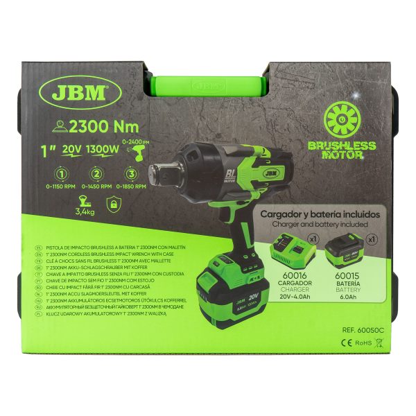 JBM 1" 2300NM CORDLESS BRUSHLESS IMPACT WRENCH WITH CASE - Image 6