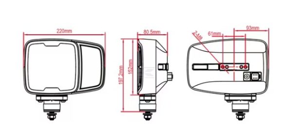 LA10215HEAT Headlight LED, rectangular, 12/24V, 220x197.2x80.5mm, Heated, High beam/Low beam, anti-snow, left - Image 5