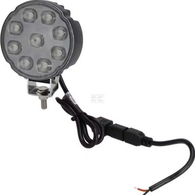 LA10907 Work light LED, 27W, 3420lm, round, white, 100x48.5x120mm,Deutsch 2-pin, floodlight, Kramp